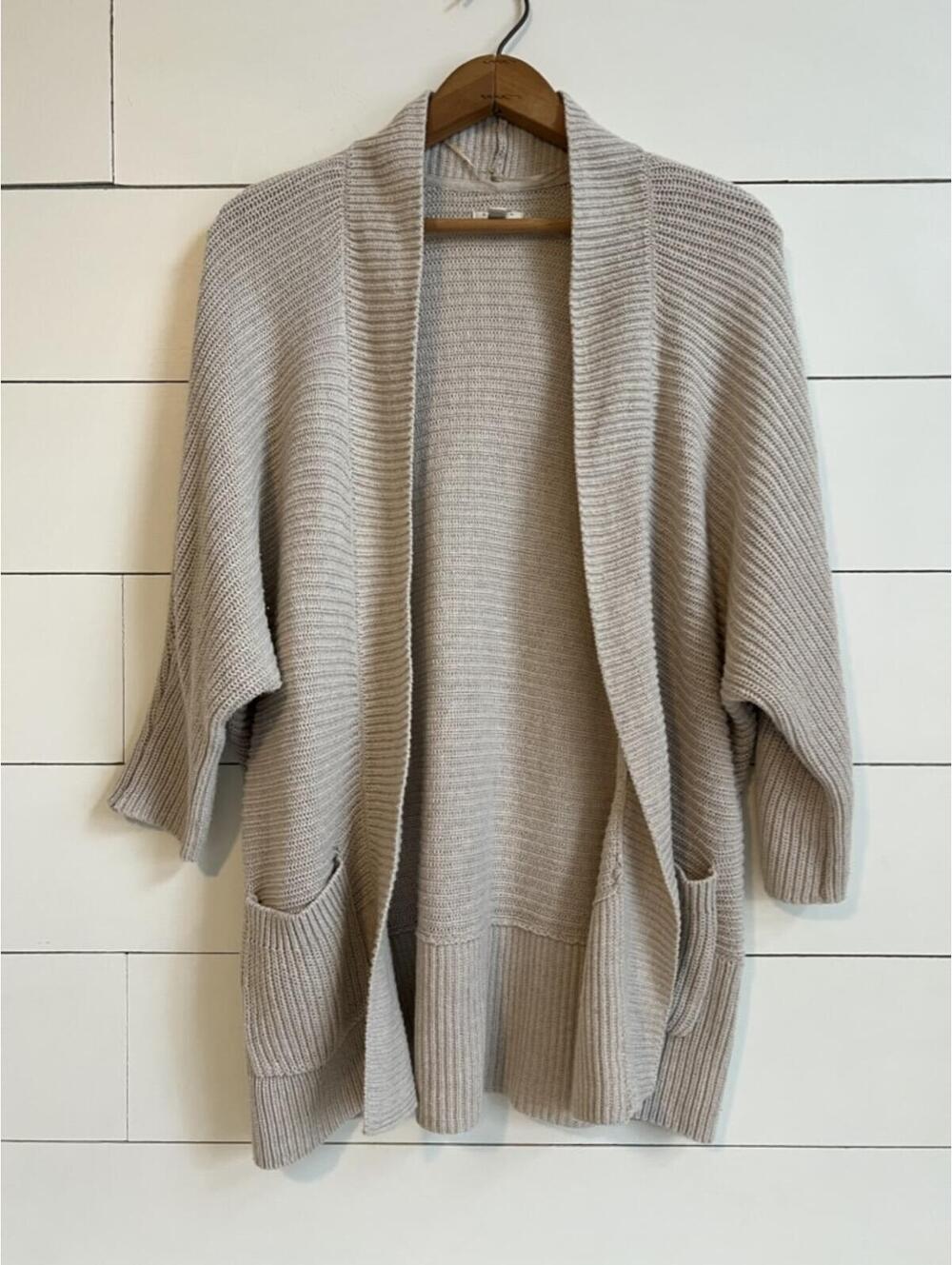 Sonoma Slouchy Open Cardigan Oatmeal Women's size M Boho Coastal Lagenlook